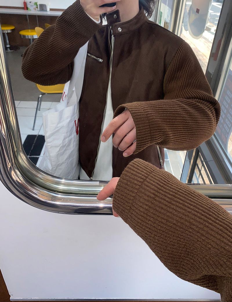 No.1127 knit sleeve suede JK