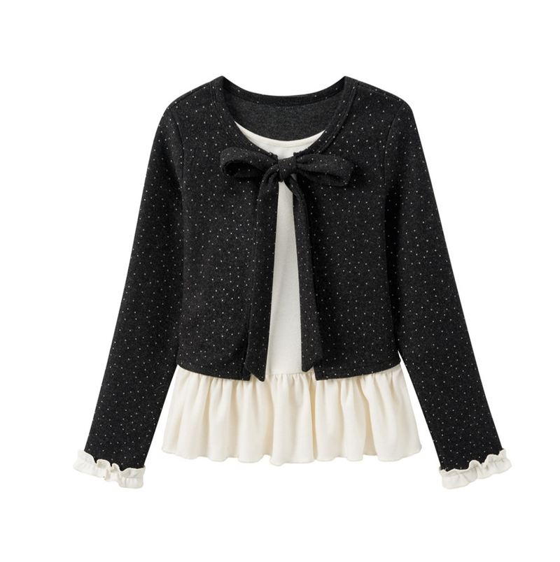 Cozy&Kitsch(コージーアンドキッチ)の「Leze Dot Ribbon Layered Cardigan(Tops)」