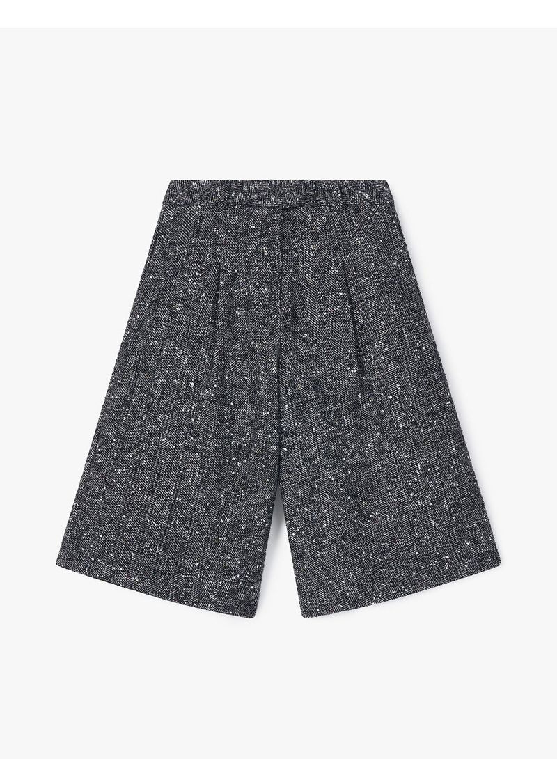 HERRINGBONE BERMUDA PANTS (BLACK)