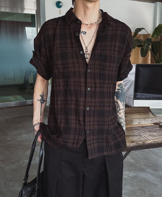 Prolly Check Roll-up Short Sleeve Shirt