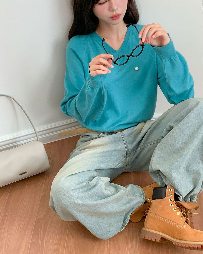 Caramel Color V-Neck Knit