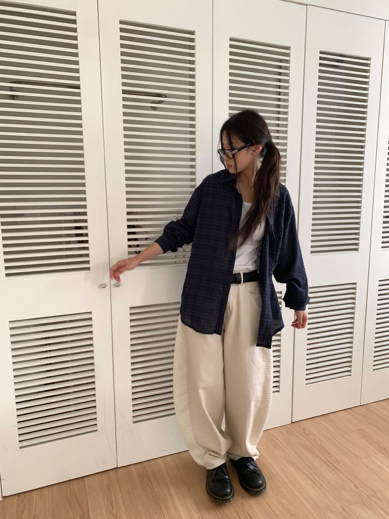 TWILL MIX CURVED PANTS (2C)