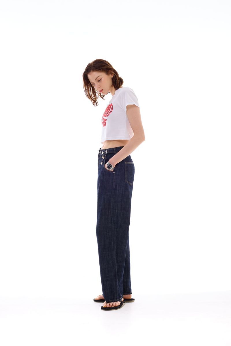 HEART SLOGAN CROP T-SHIRT / RED