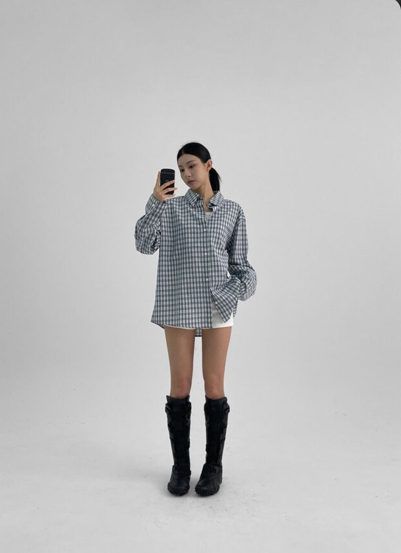 [MADE] Muto Oversized-Fit Checkered Shirt