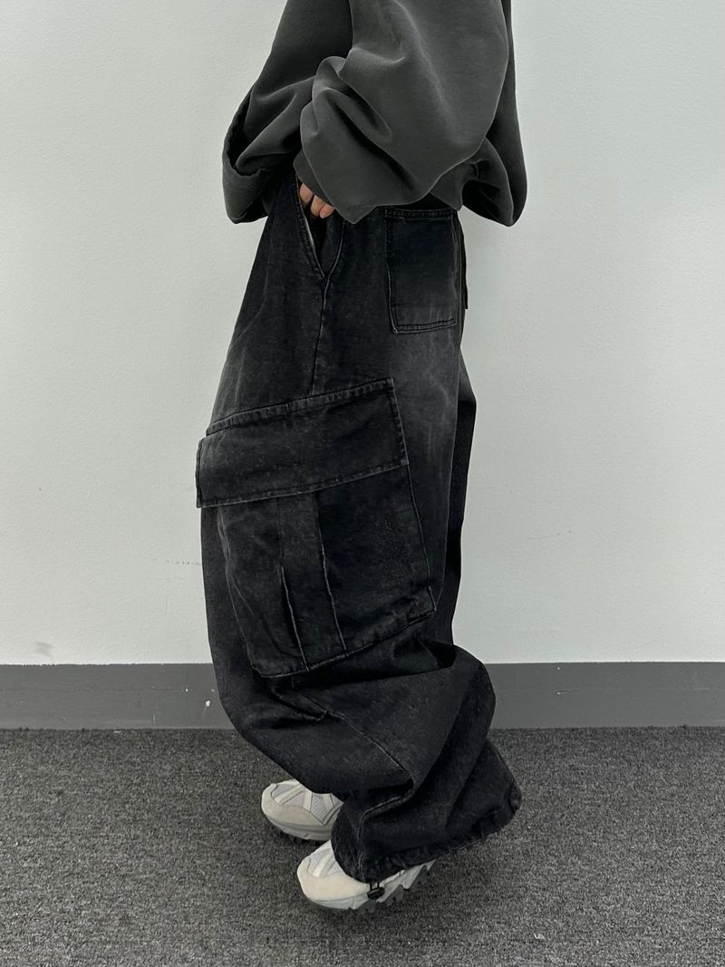 denim oblique cargo pants