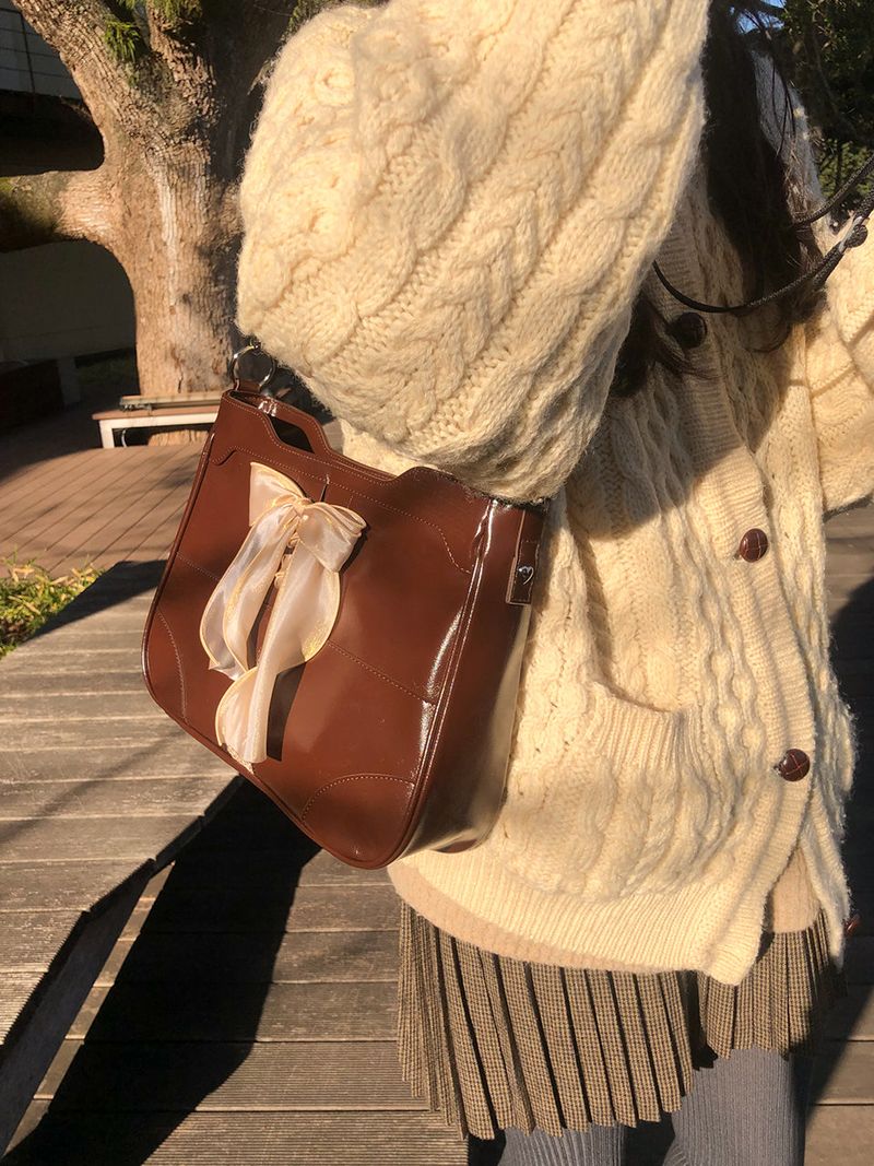 Bustier ribbon bag_chocolate brown