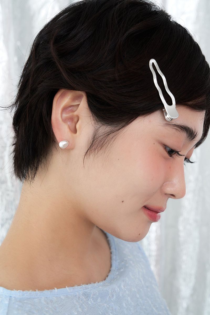 [2SET] metal wave hair pin - silver