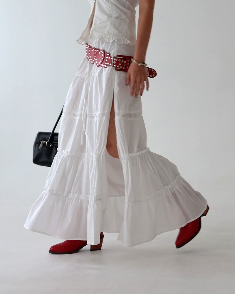 Open maxi lace cancan long skirt