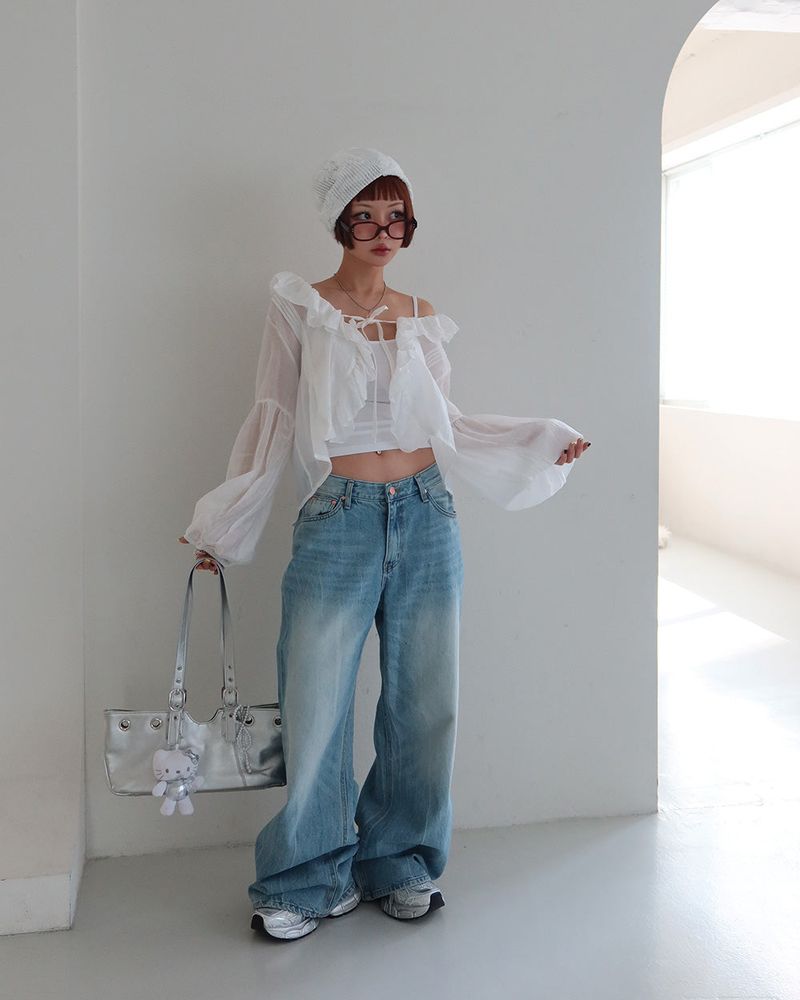 frill bolero cardigan blouse