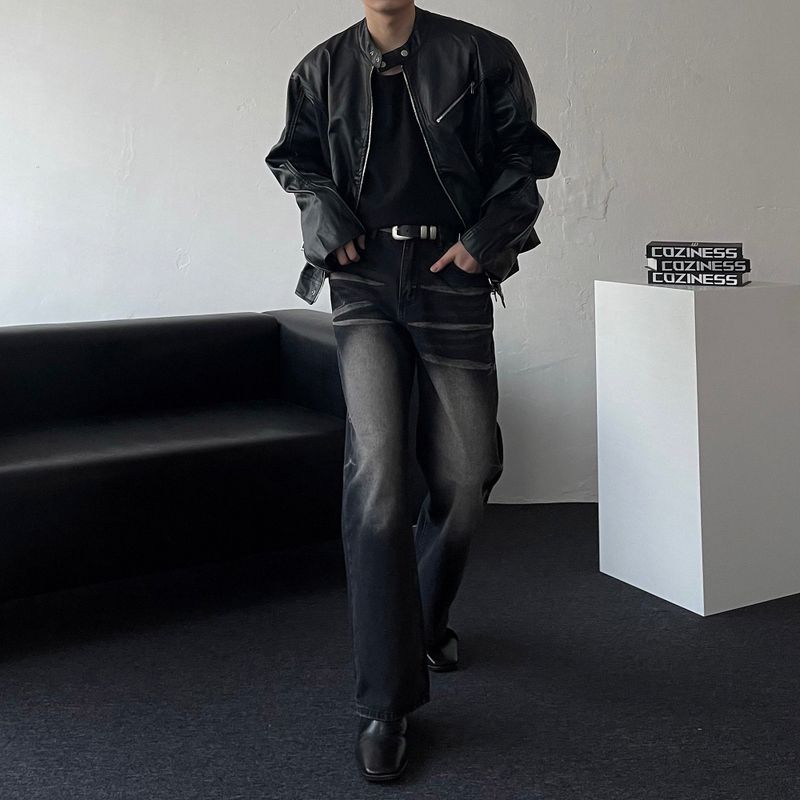 RU23118 Buffing Leather Jacket (2 colors)