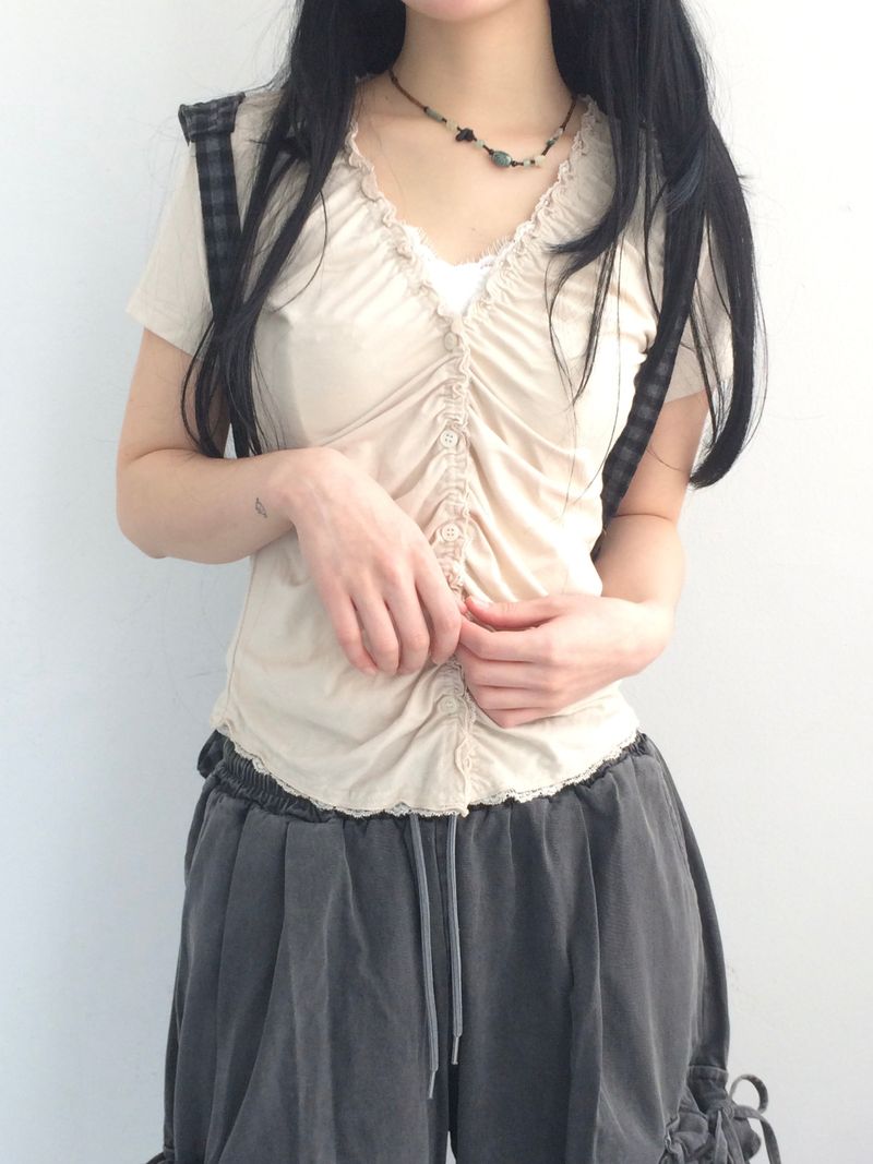 vintage shirring button t