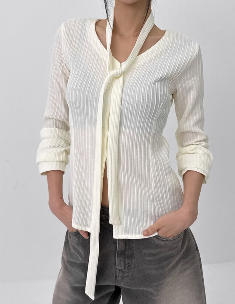[MADE] Ruet Pleated Tie Blouse
