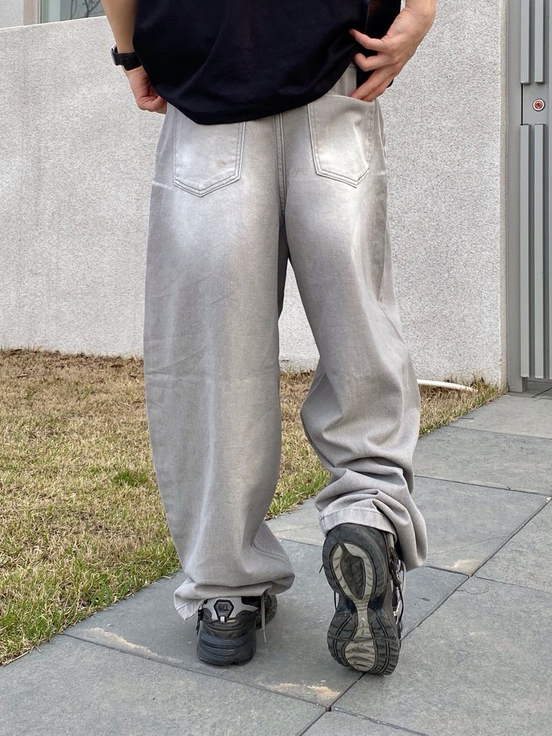 Sand Washing Denim Balloon Pants 2C