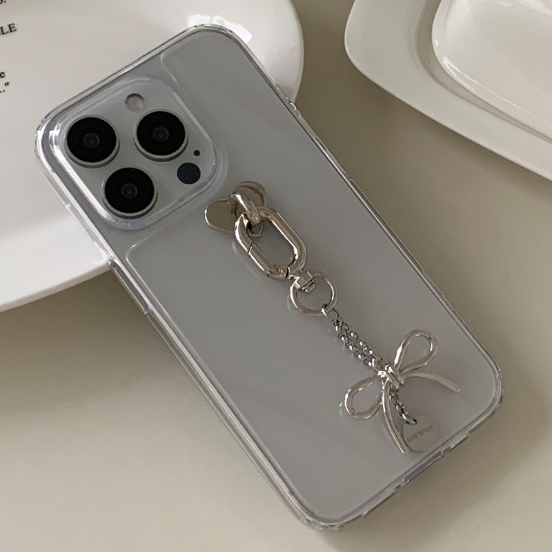 [handmade] mini silver ribbon logo keyring