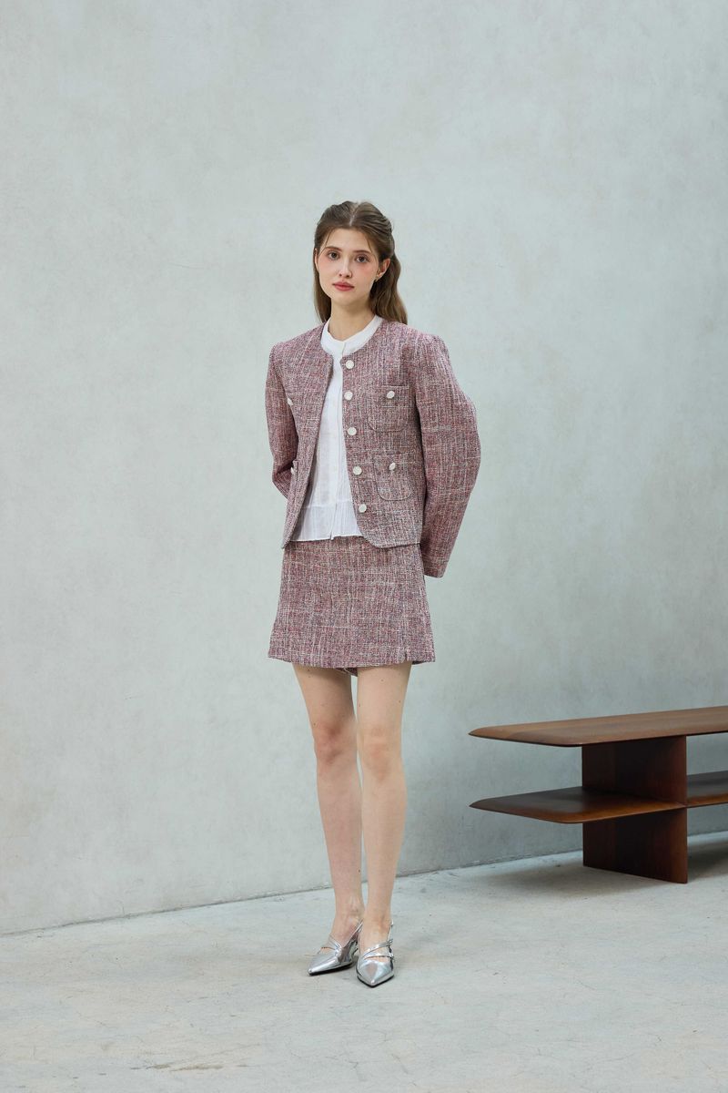 CHERISH TWEED SKIRT PANTS / RED