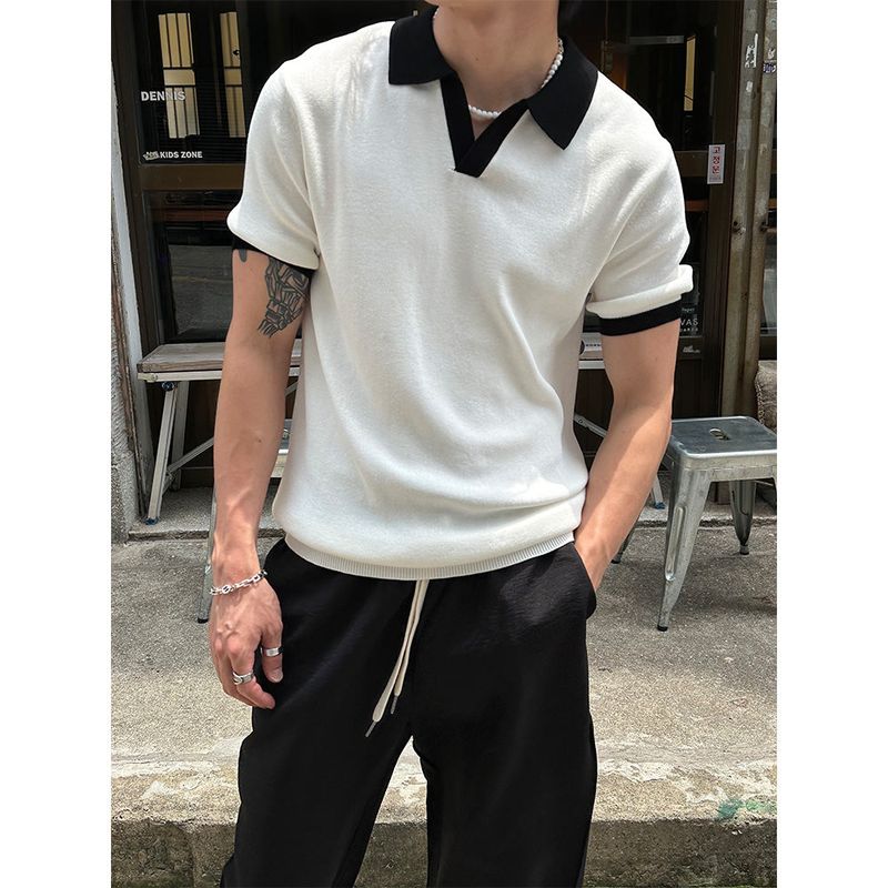 LAURANT（ロラン）の「[S/S] Coloring open collar muscle half knit (2color)（Tops）」