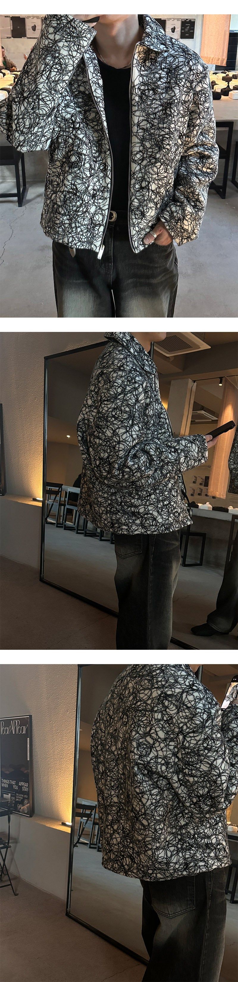 [HANDMADE] Circle pattern wool jacket(2color)