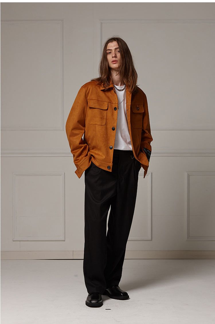 Suede wide pocket jacket