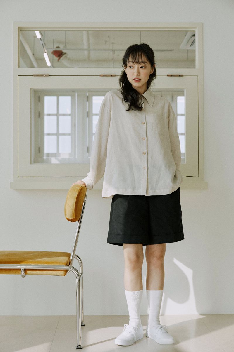 unisex cuff half pants black