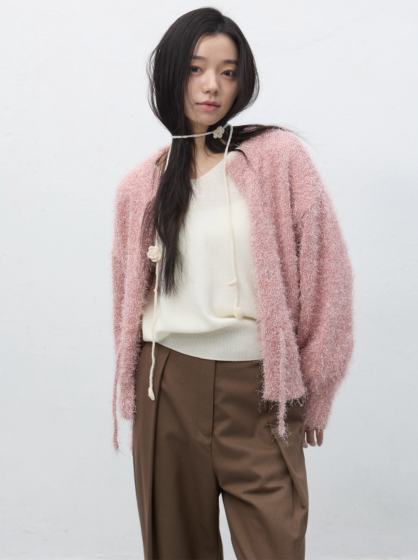 handmade knit flower strap - ivory