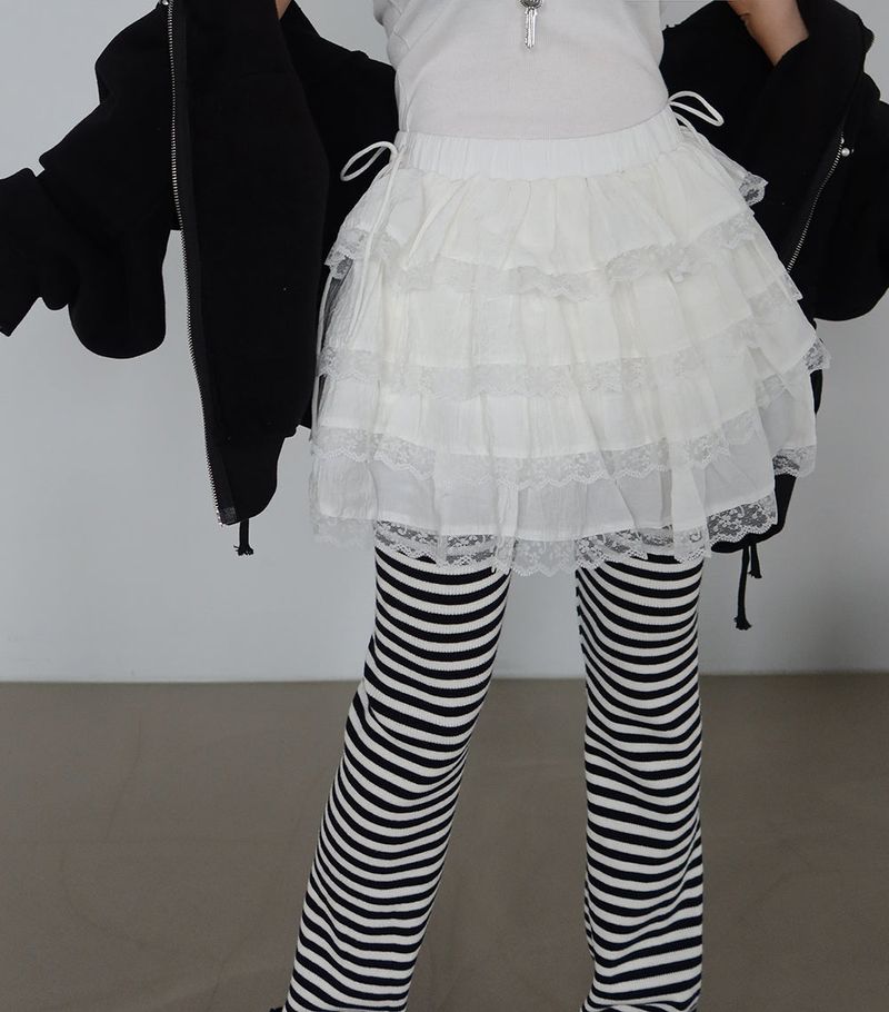 Delight-J（ディライトジェイ）の「frill cancan ribbon lace miniskirt（Skirts）」