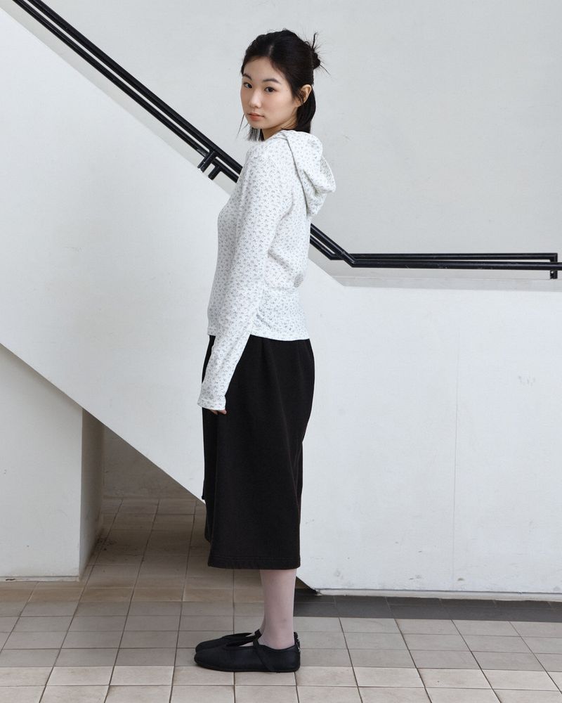 Half Button Flower Hoodie