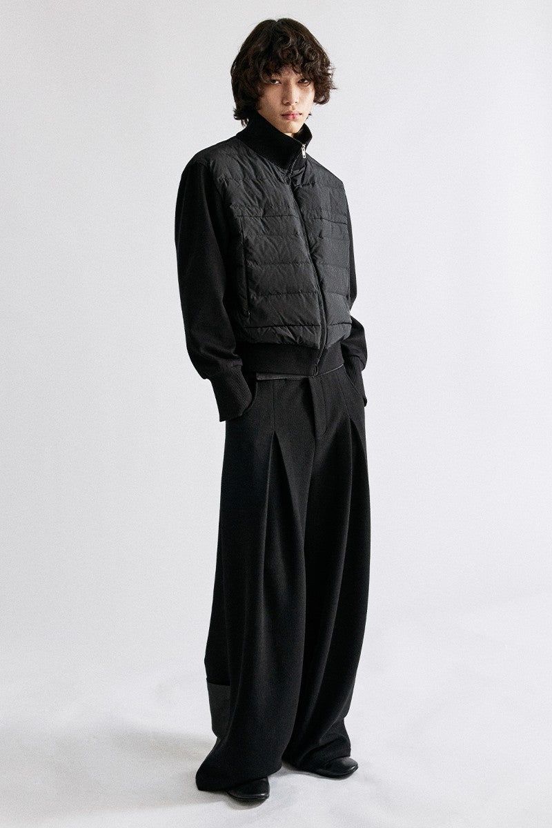 Leather Waist Wool Trousers