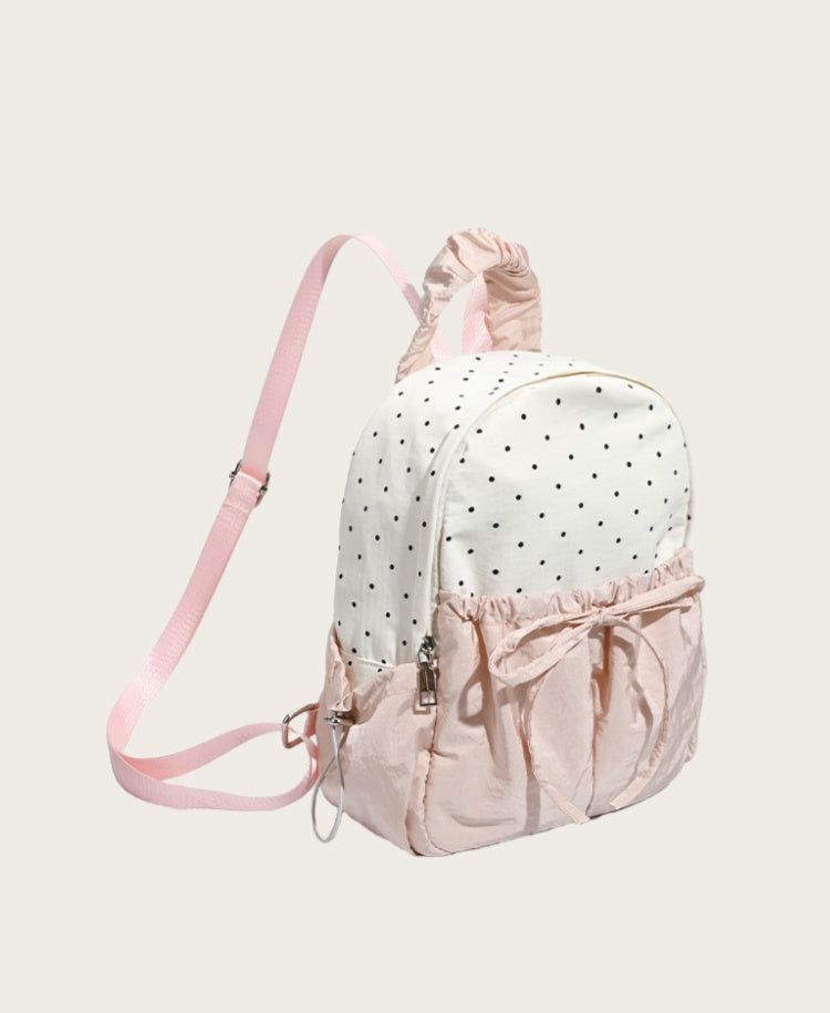 Ribbon Polka Dot Canvas Backpack – Cute College & Commuter Bag