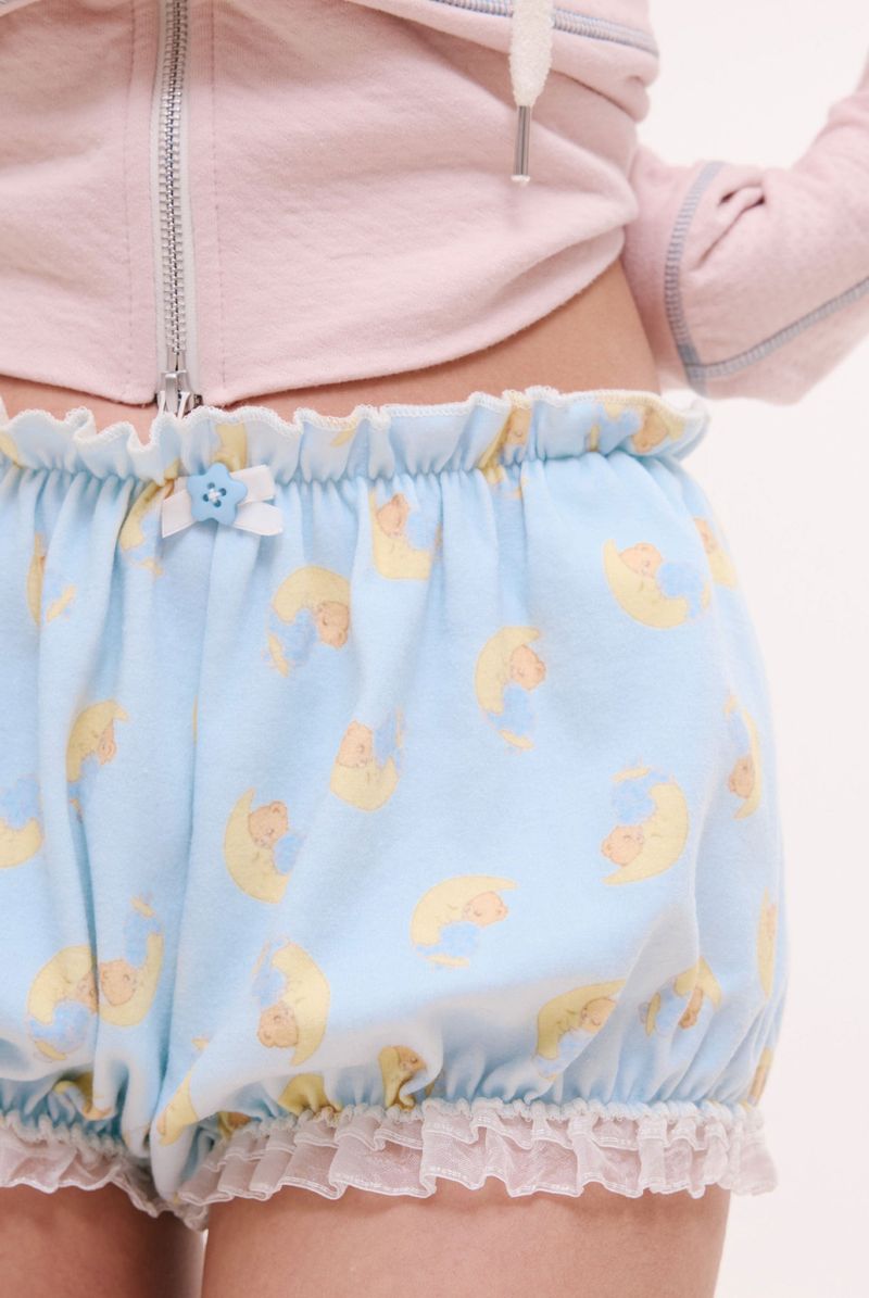 moon bear pumpkin shorts babi blue
