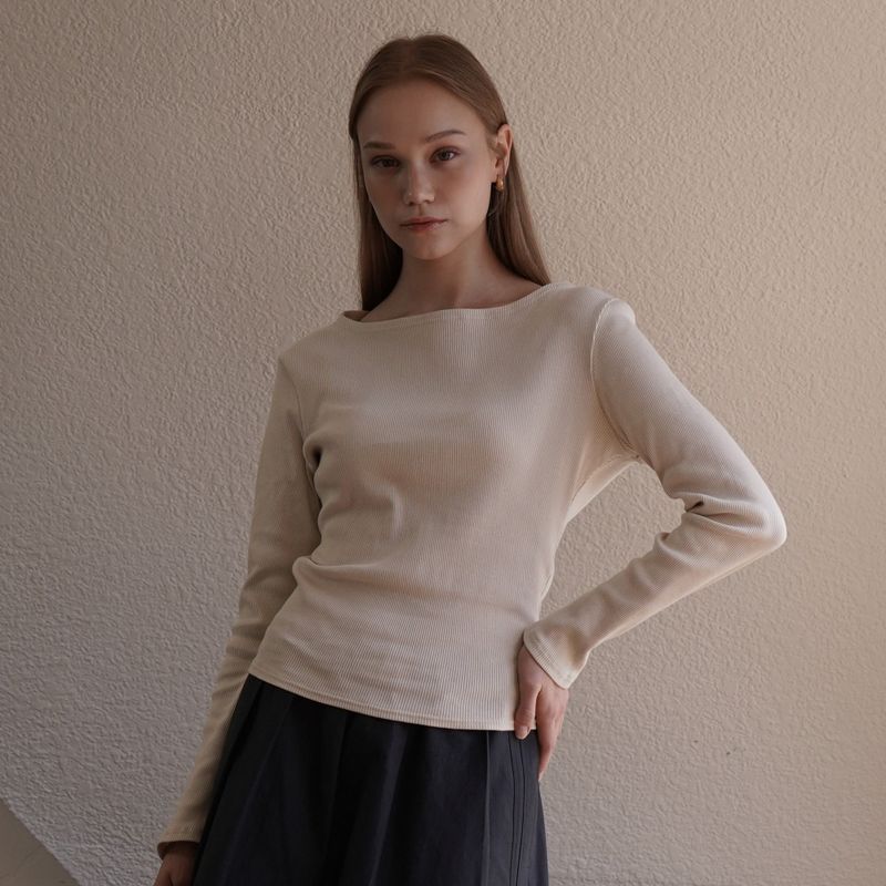 Cream Boatneck Top