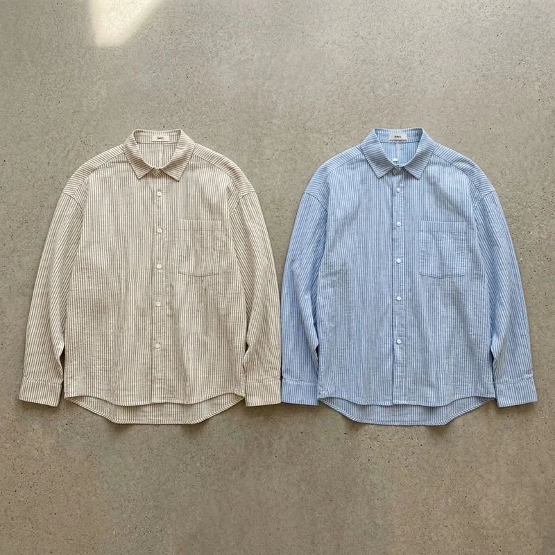 Pleated Stripe Relaxed Shirt
