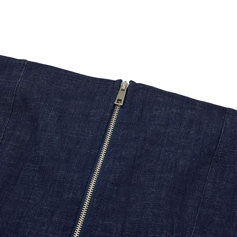 デニムニットブロックチューブトップ / Denim Knit Blocking Top [BLUE]