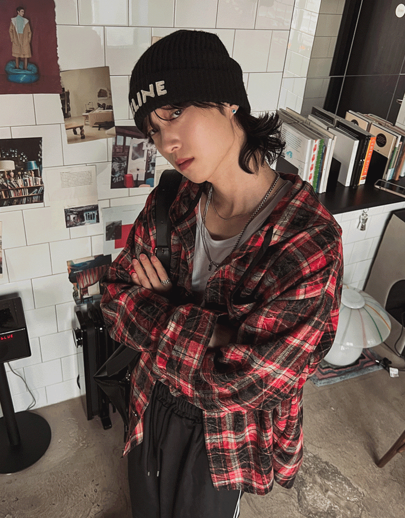 2PLAN（ツープラン）の「Allen crack check hood shirt（Tops）」