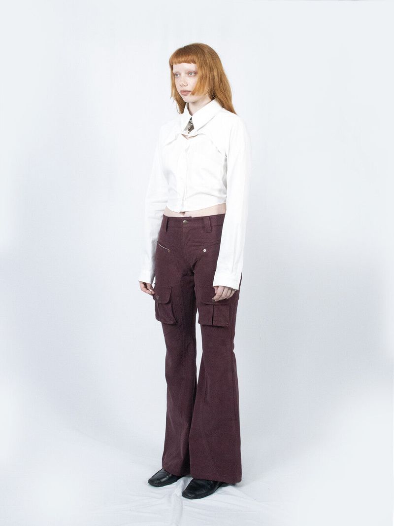 FULLOFSSUN（フルオブサン）の「Curved Cargo Flare Pants (Wine)（Pants）」