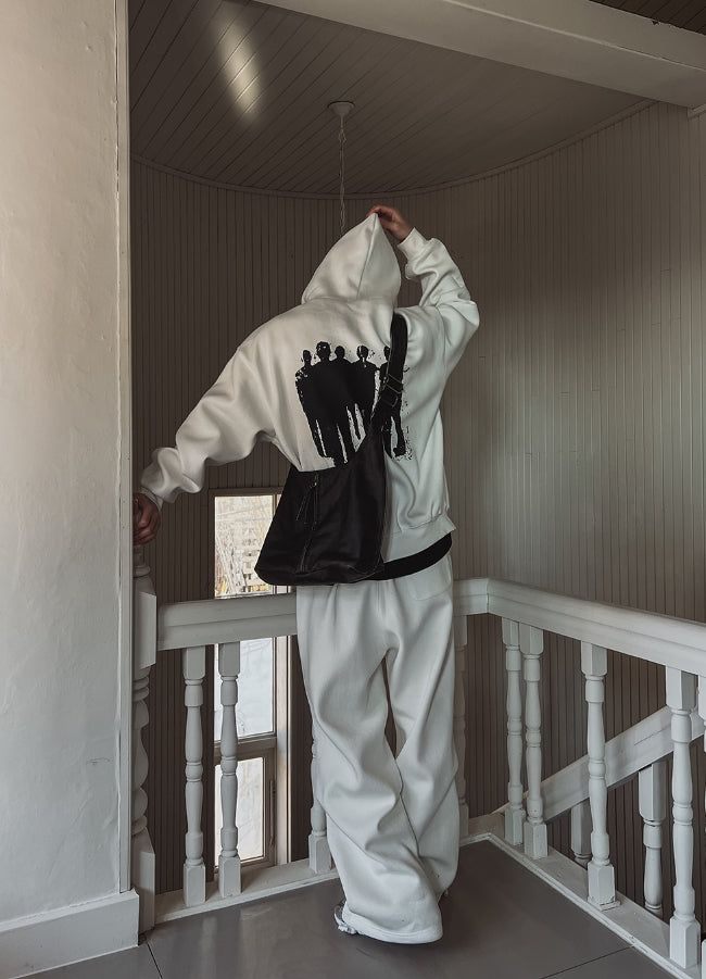 Menlo Rivet Printing Brushed Hood Zip-Up