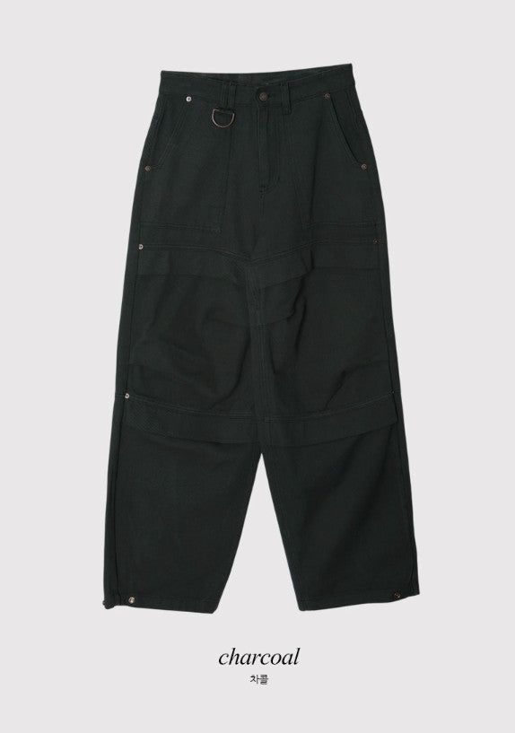 Snap Button Cotton D Ring Wide Pants (3color)