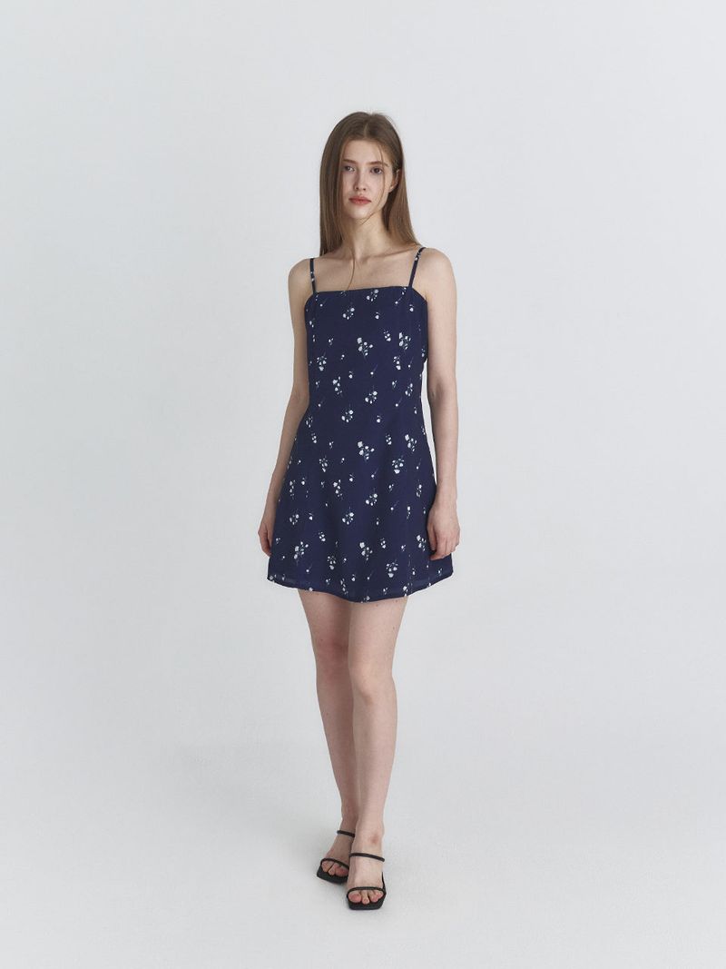 Floral flare dress (Navy)