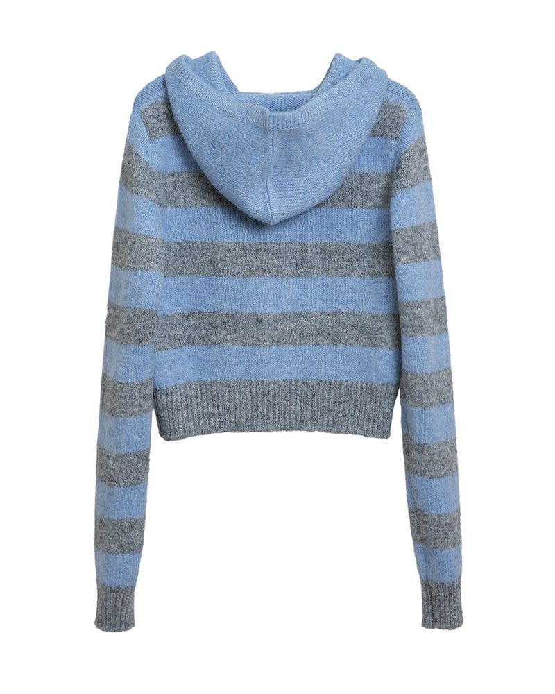 SYMBOL STRIPE KNIT ZIP-UP_BLUE