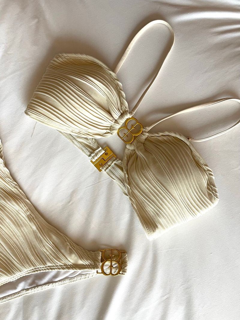  Burning logo bikini cover set (cream)