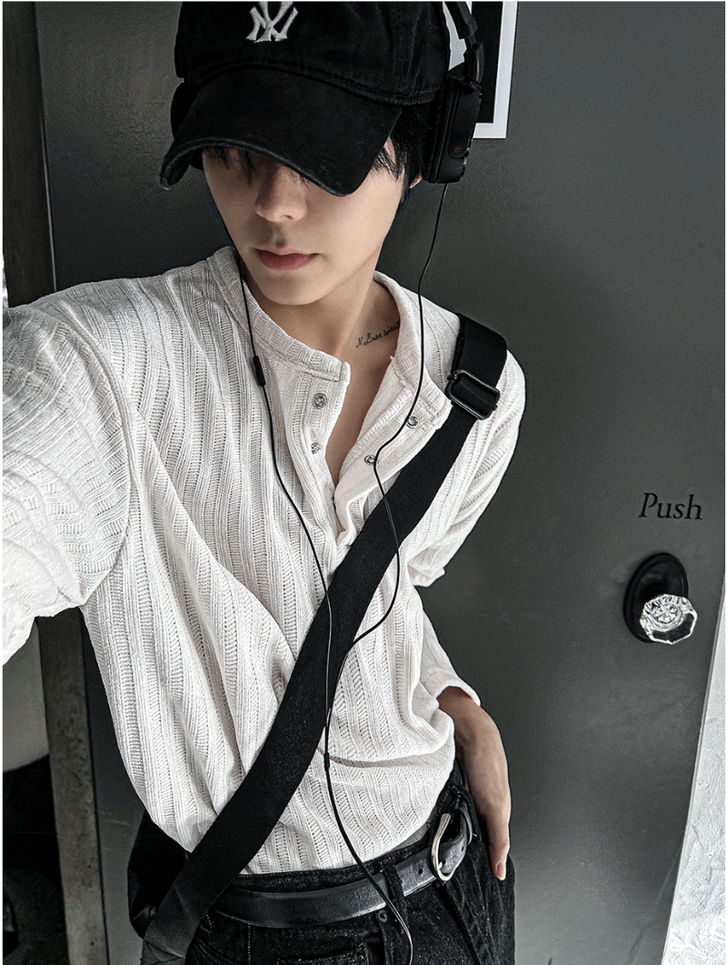 velia corduroy button henly-neck