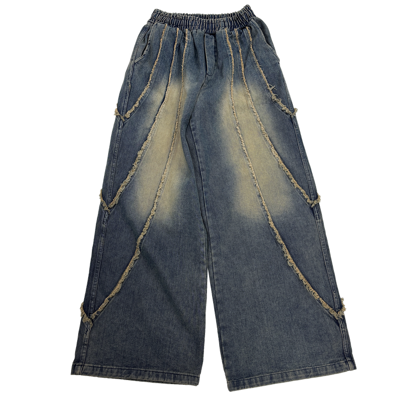 flow cut-off denim pants