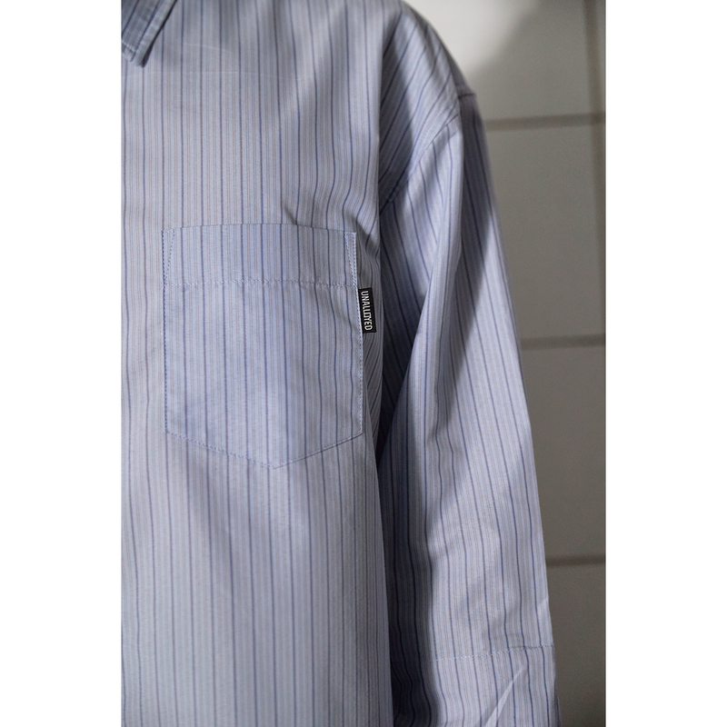 LAYERED CUFFS STRIPE SHIRT / BLUE