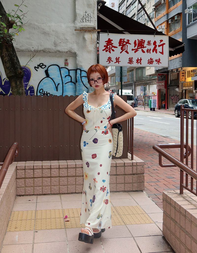 May Flower Slim Maxi Long Dress