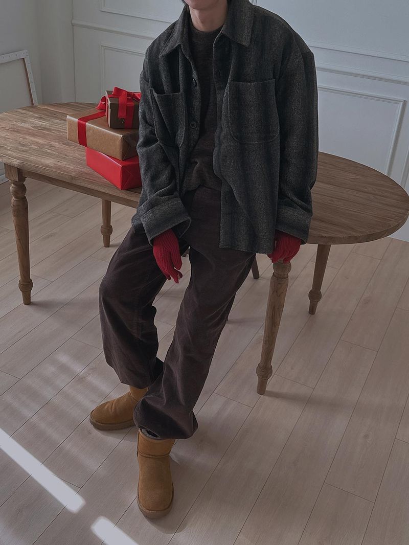 ASCLO Stripe Wool Shirt Jacket (2color)