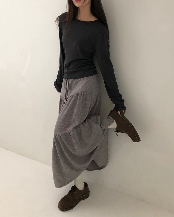 Been Melange Long Flare Skirt