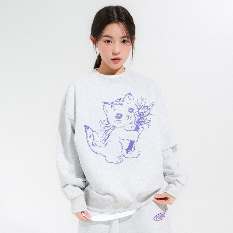 NEWKITSCH(ニューキッチジェネレーション)の「WAND CAT SWEATSHIRTS-LIGHT MELANGE(Tops)」