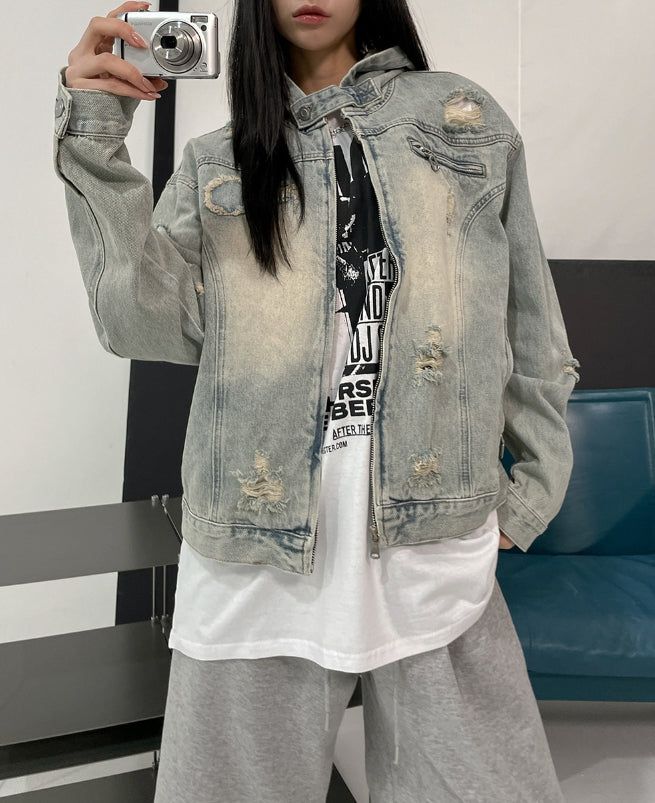 ULAN（ユレン）の「Chris Damage Hooded Denim Jacket（Jackets/Outerwear）」