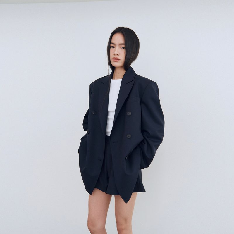 Classic Tailored Double Breasted Jacket_Navy