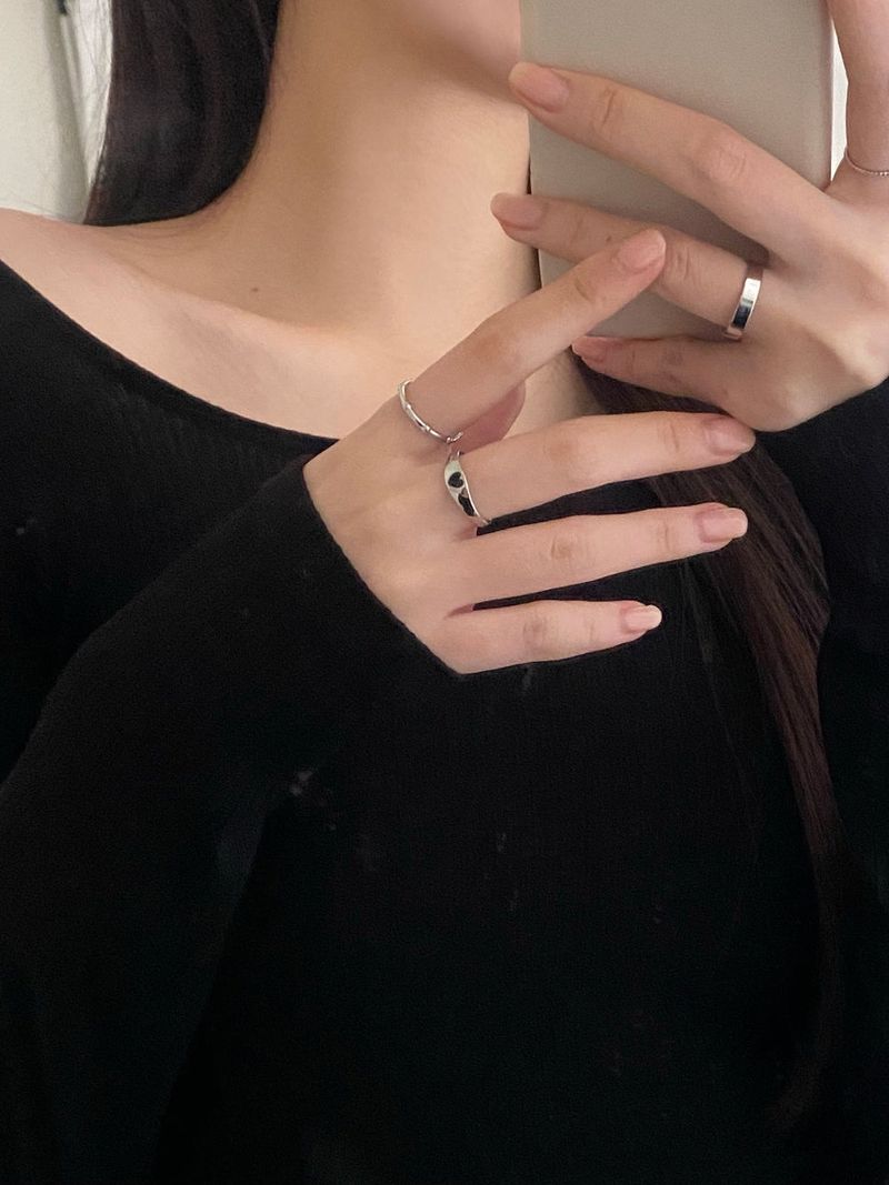 [4 set] bold prime heart layered ring set / 2 colors / volume line