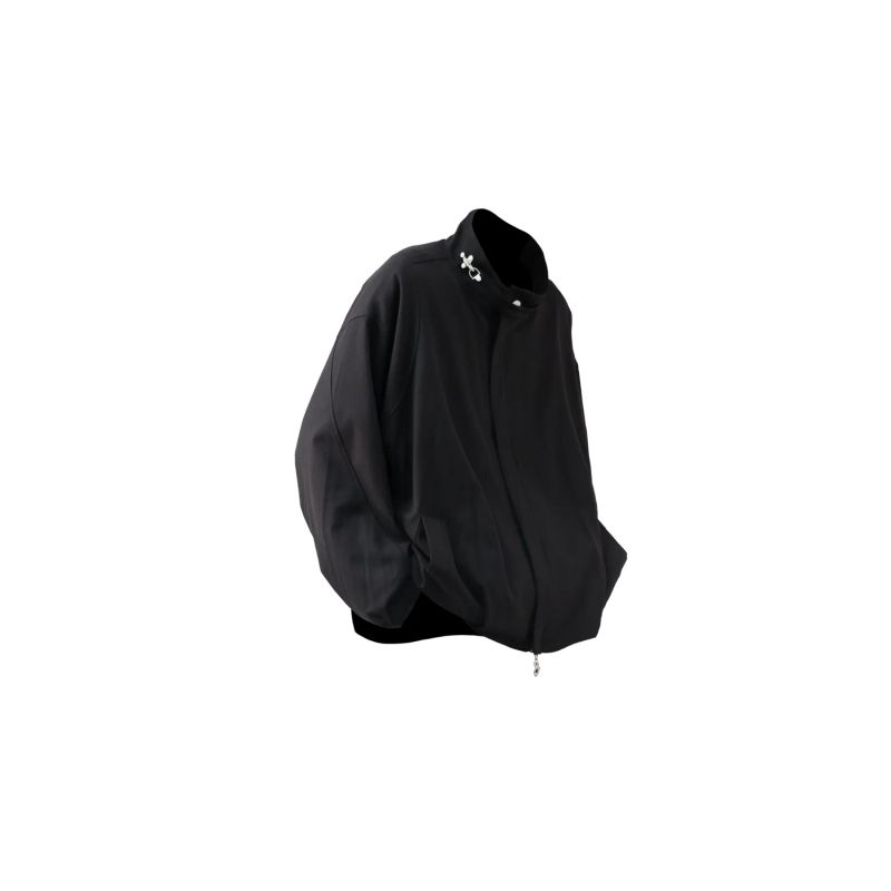 RELABEL('LABEL) Acetic acid wool flower bud three-dimensional segmented pleated loose casual stand collar jacket